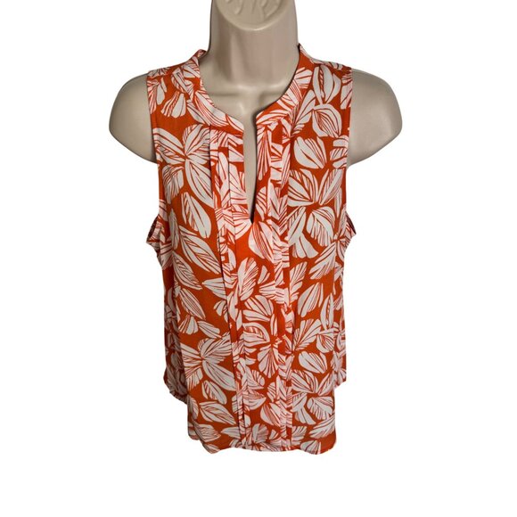 41 Hawthorne Pleated V Neck Sleeveless Blouse Size Small Orange White NWT - Picture 6 of 7